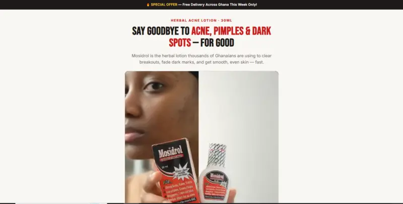 Mosidrol Herbal Acne Lotion sales page