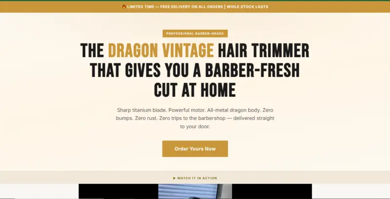 Dragon Vintage Hair Trimmer sales page